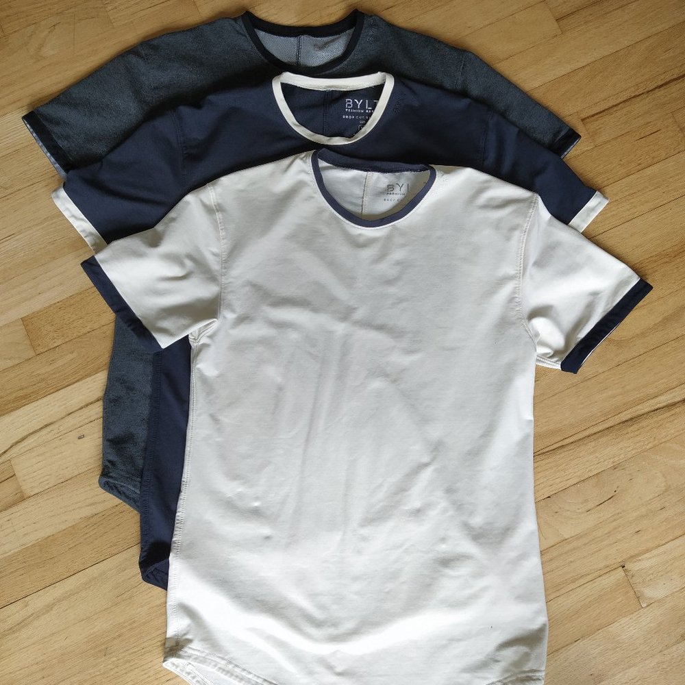 BYLT Drop Cut LUX Ringer Tee, Set of 3, Men's M, Never Worn